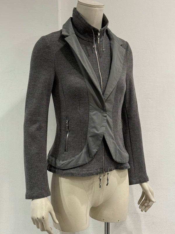 2000s Brunello Cucinelli layered wool zip blazer