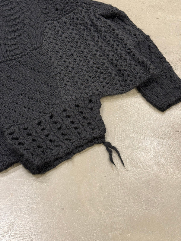 1990s Emporio Armani patchwork heavy hand knitted sweater