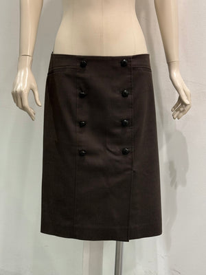 2004 YVES Saint Laurent brown leather double-row button skirt