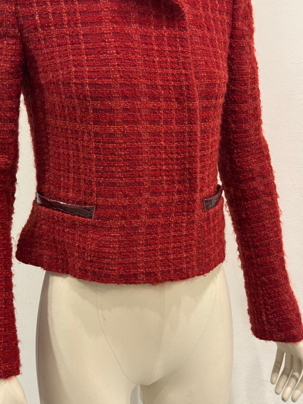 2000s Dolce & Gabbana crocodile details tweed jacket