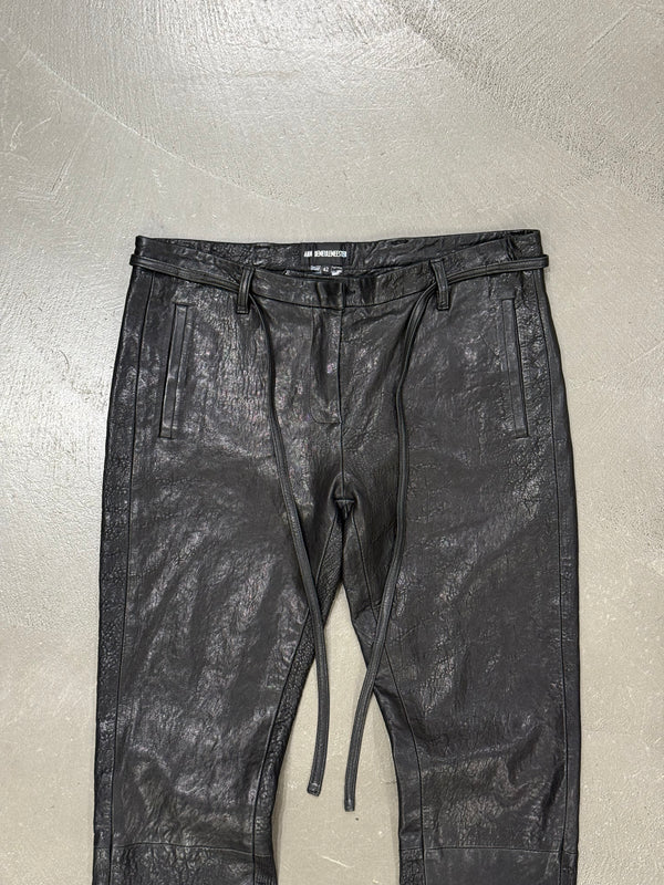 2000s Ann Demeulemeester leather pants with waist straps
