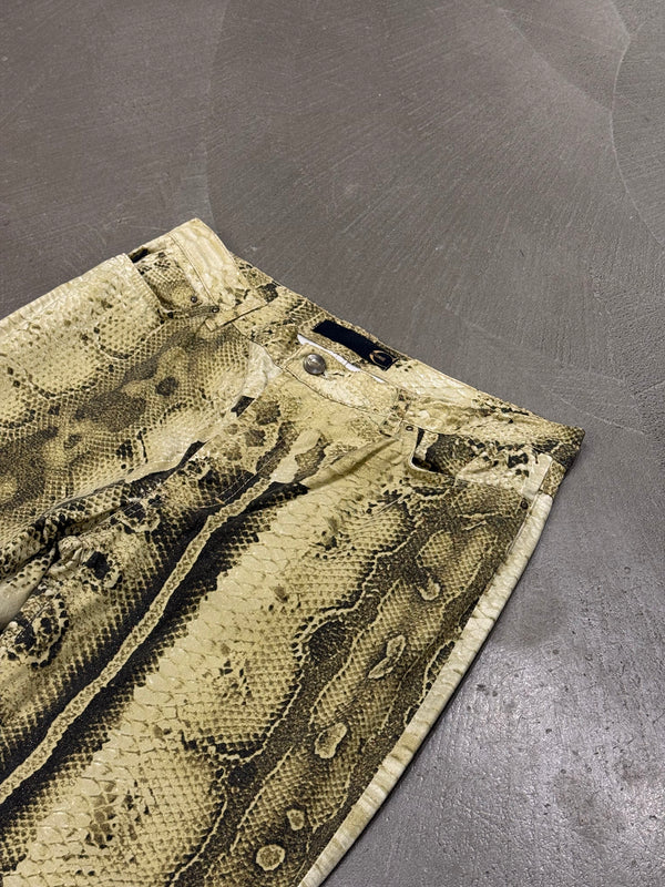 2000s Cavalli snakeskin print flared jeans