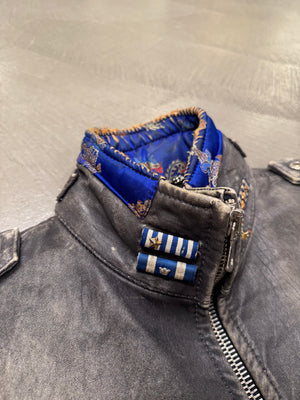 A/W2003 Dolce & Gabbana artisanal distressed sergeant leather jacket