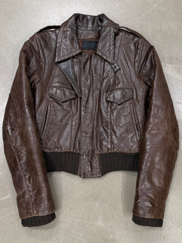 A/W2002 Balenciaga by Nicolas Ghesquiere distressed leather bomber jacket