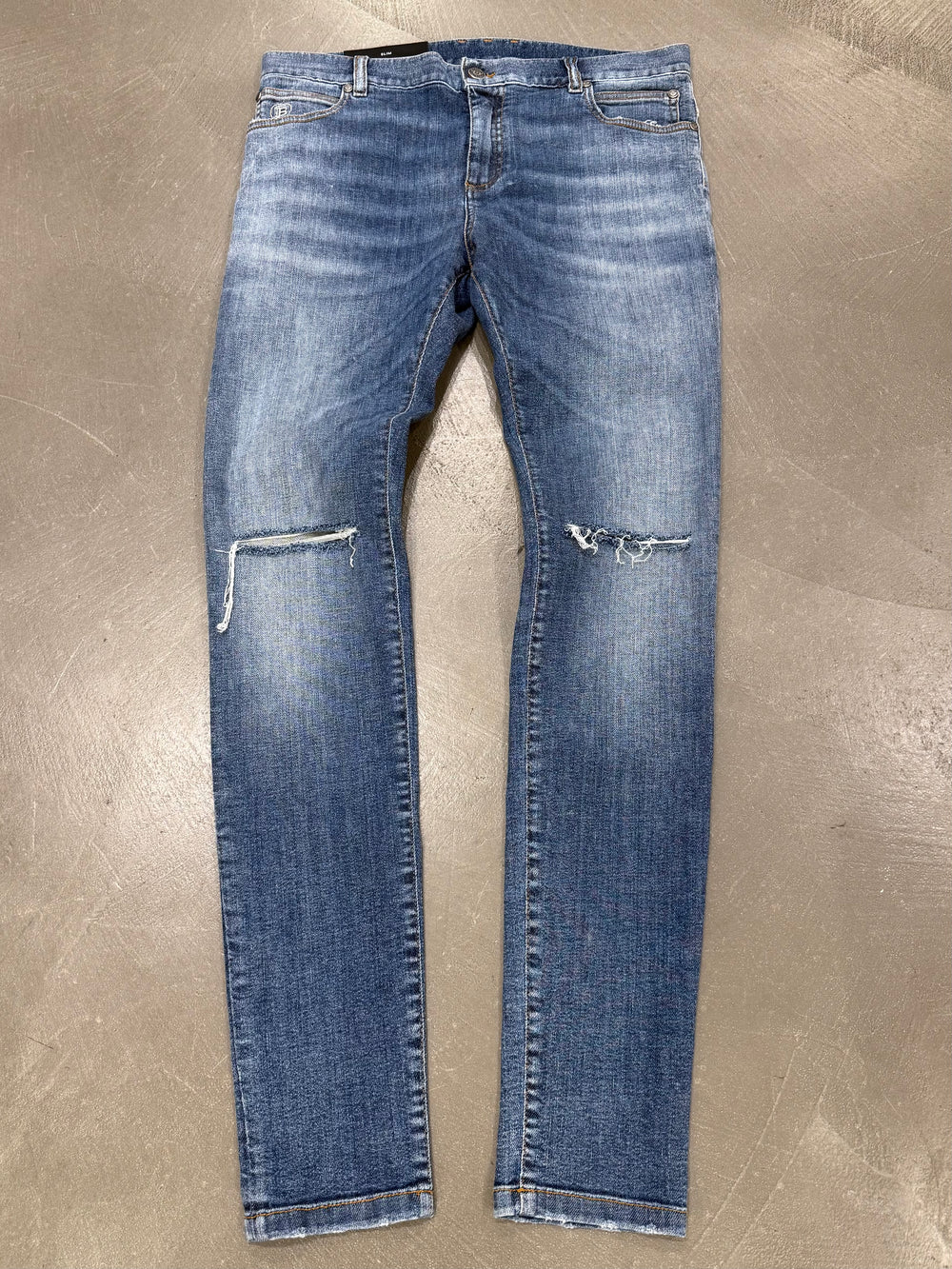 2010s Balmain distressed slim denim jeans