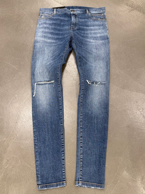 2010s Balmain distressed slim denim jeans