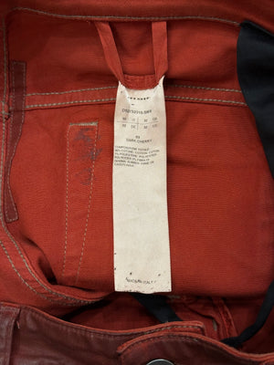2010s Rick Owens red waxed cargo pants