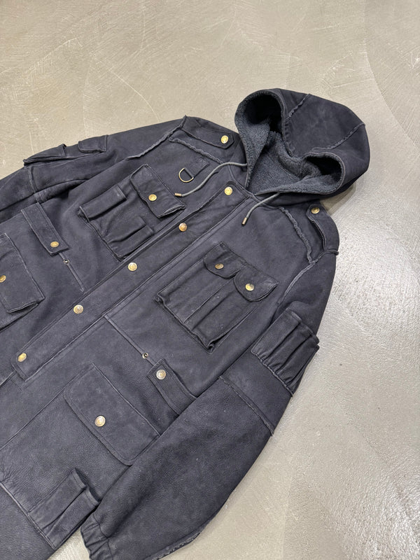A/W2003 Dolce & Gabbana multi-pockets leather coat