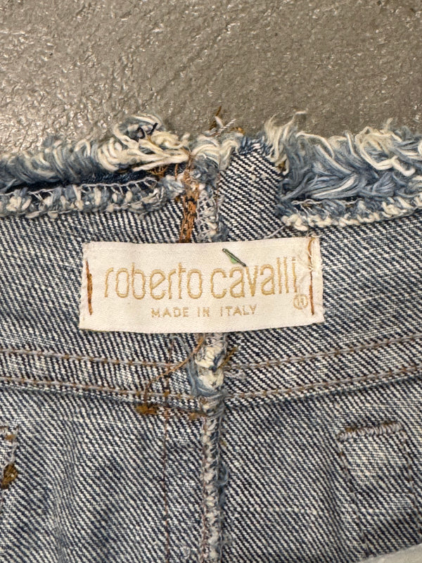S/S2001 Roberto Cavalli runway long denim skirt with gold details