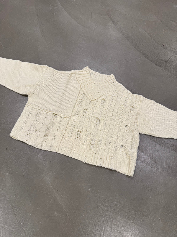 2000s Y’s by Yohji Yamamoto cropped oversized reconstructed sweater