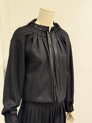 2000s Yves Saint Laurent Rive Gauche pleated gathered set top & skirt