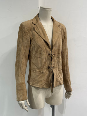 2002 Roberto Cavalli butterfly lace-up leather jacket
