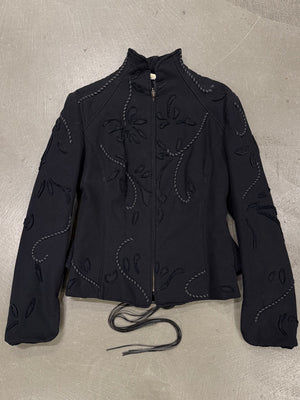 2000s Roberto Cavalli embroidered lace up jacket