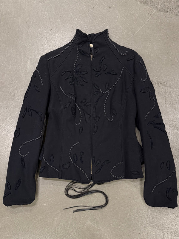 2000s Roberto Cavalli embroidered lace up jacket