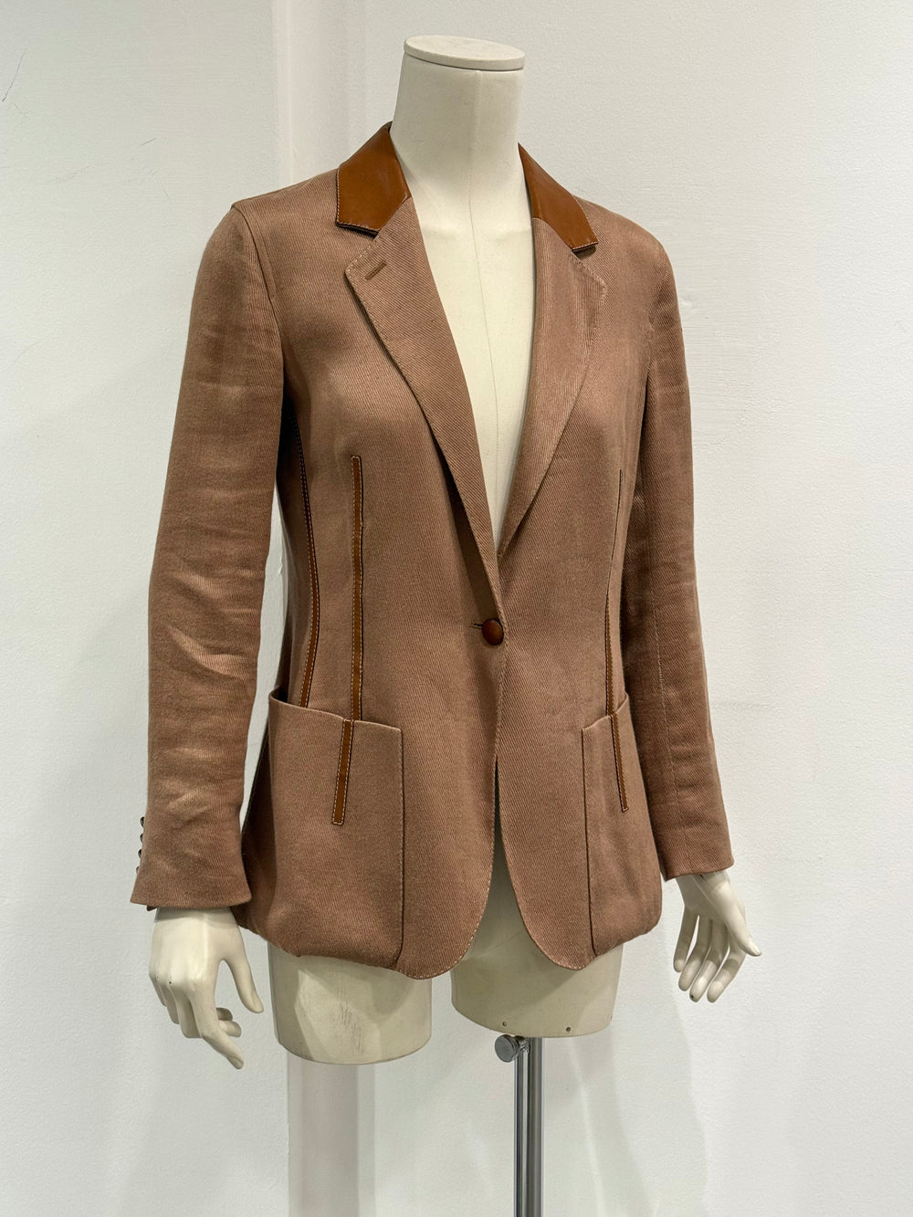 1990s Hermès leather collar blazer