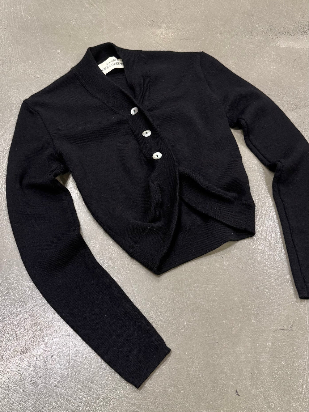 1990s Dolce & Gabbana “Le Maglie” wool deconstructed cardigan