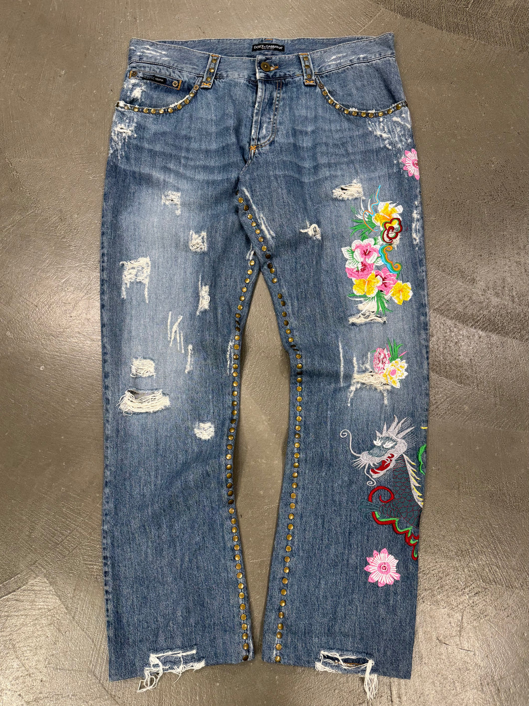 2005 Dolce & Gabbana floral Hawaii jeans