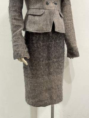2000s Roberto Cavalli gradient knit skirt suit