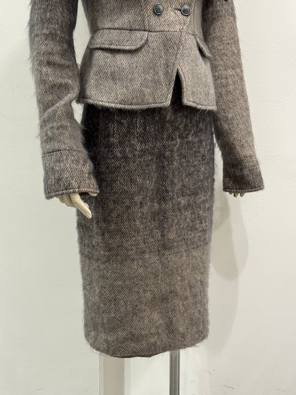 2000s Roberto Cavalli gradient knit skirt suit