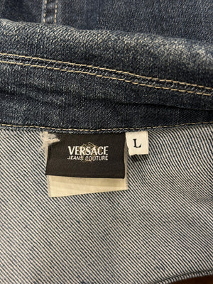2000s Versace raw denim jacket