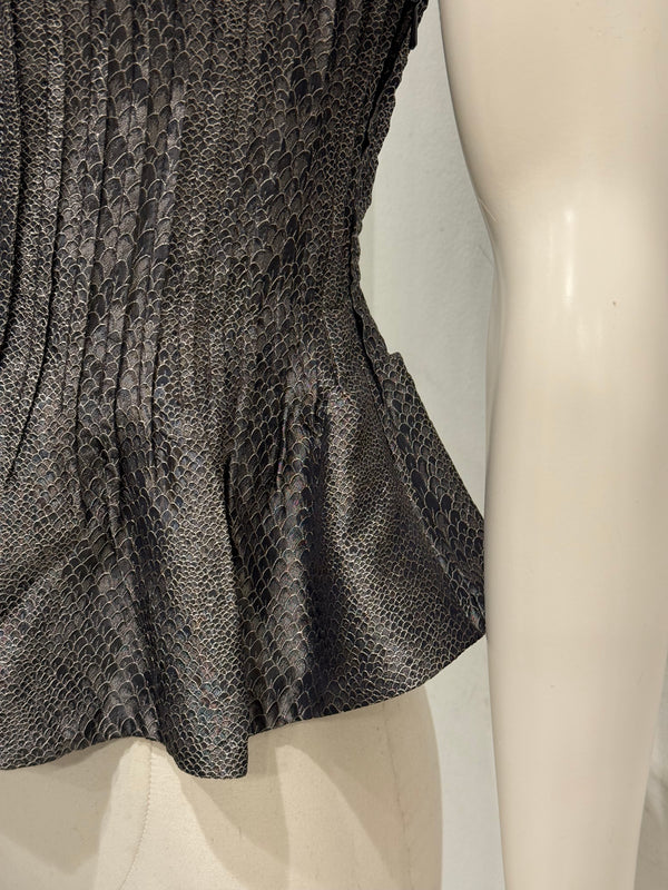 2000s Giorgio Armani pleated peplum bustier with snakeskin print