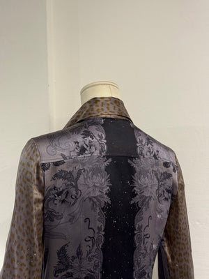 2000s Roberto Cavalli silk embroidered blouse
