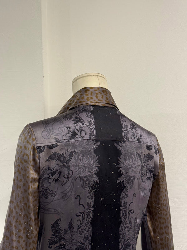 2000s Roberto Cavalli silk embroidered blouse