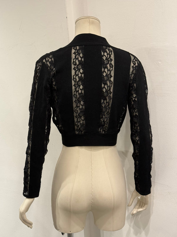 2000s Dolce & Gabbana  lace tie-front cropped cardigan