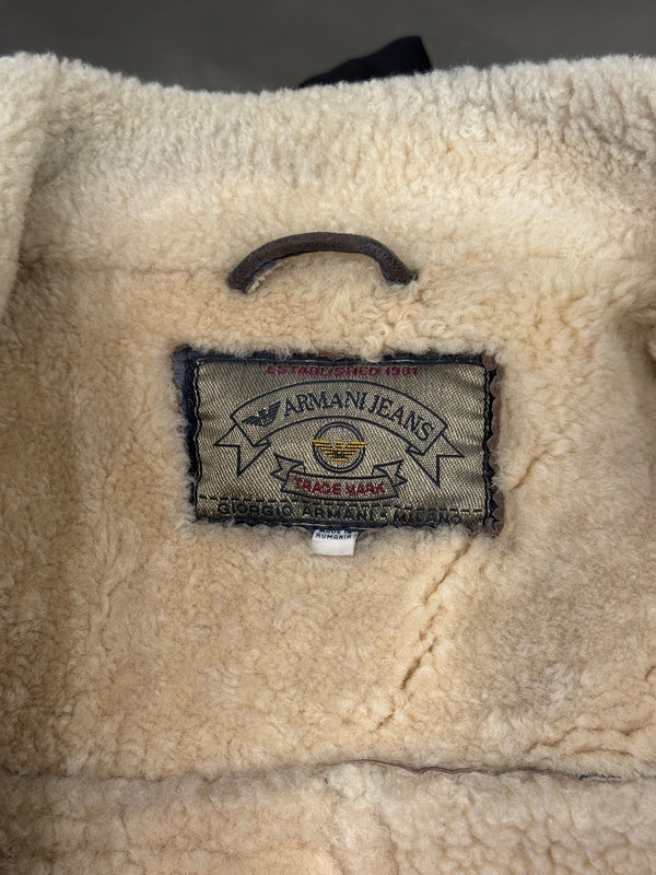 1990s Armani shearling aviator bomber jacket