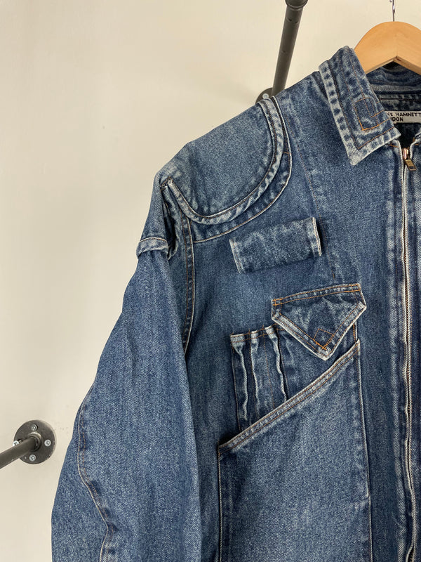 1986 Katharine Hamnett cargo bomber denim jacket