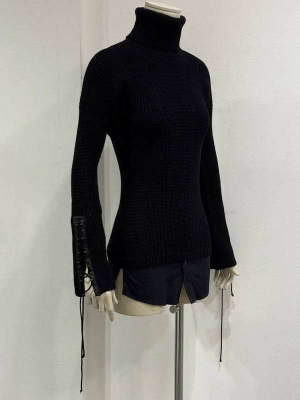 1990s Gucci by Tom Ford lace-up turtleneck knit