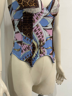 2000s Roberto Cavalli printed corset top