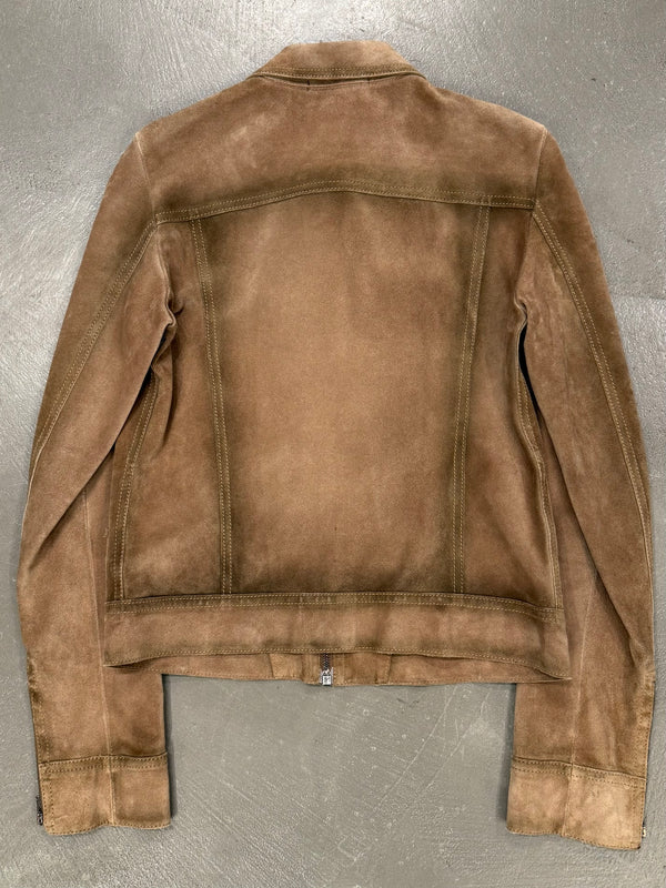 2000s Prada paneled western suede leather jacket