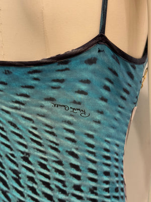S/S2001 Roberto Cavalli Psychedelic print chain evening dress