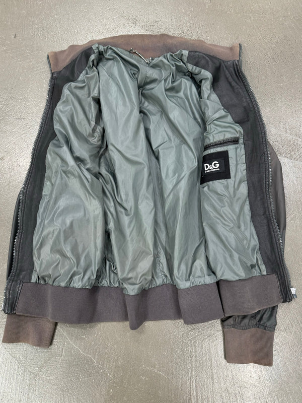 2000s Dolce & Gabbana hybrid nylon/leather light bomber jacket
