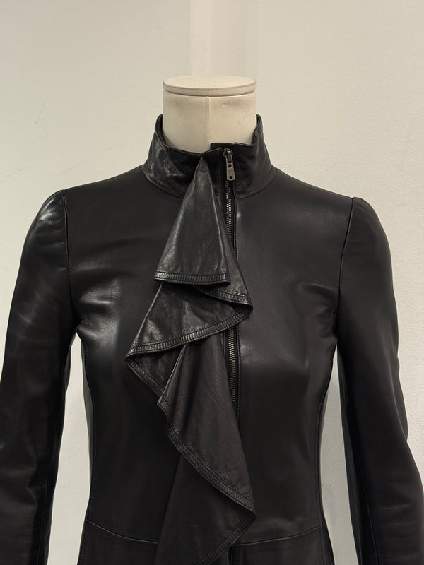 A/W2003 Yves Saint Laurent by Tom Ford ruffled leather coat