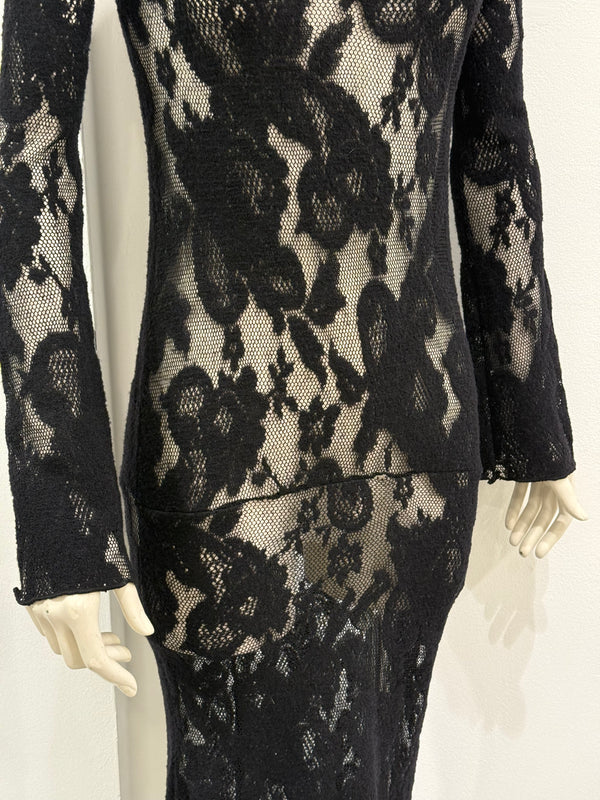 2000s Roberto Cavalli black lace mermaid dress