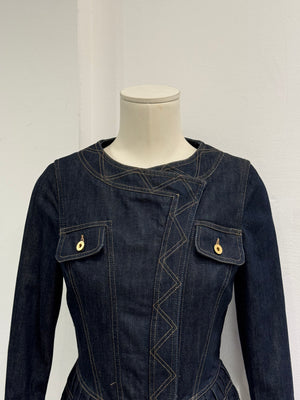 S/S2004 Gucci by Tom Ford paneled biker denim jacket