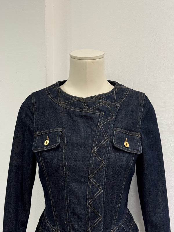 S/S2004 Gucci by Tom Ford paneled biker denim jacket