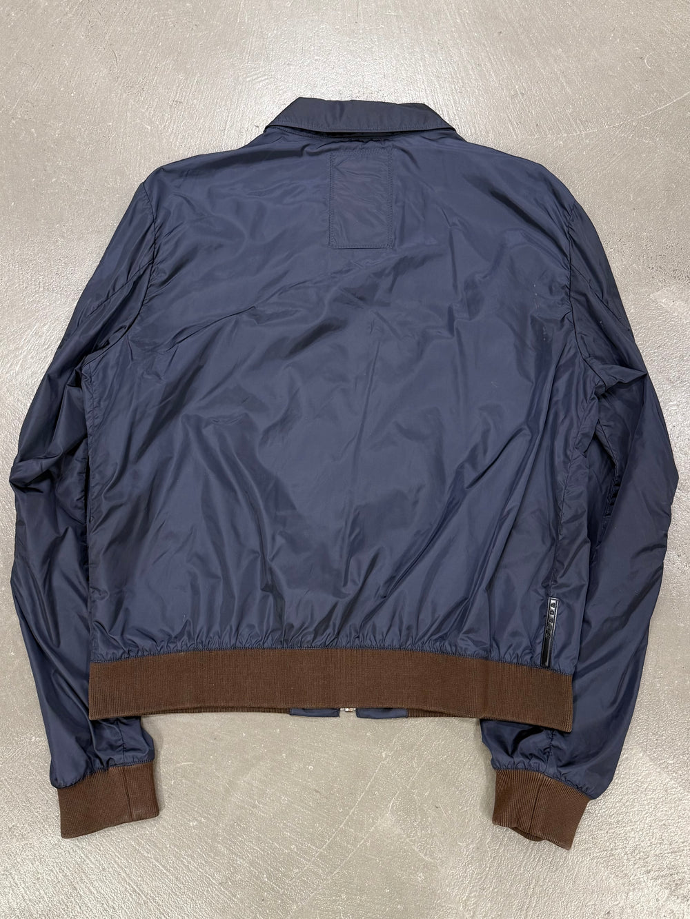 2000s Prada bomber nylon jacket with contrast elbow leatherpatch detailing