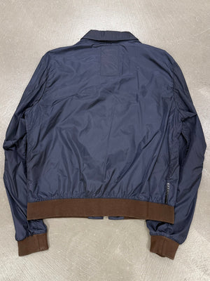 2000s Prada bomber nylon jacket with contrast elbow leatherpatch detailing