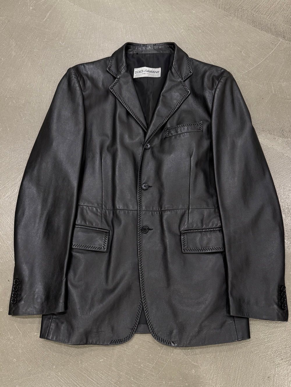 1990s Dolce & Gabbana leather tailored blazer