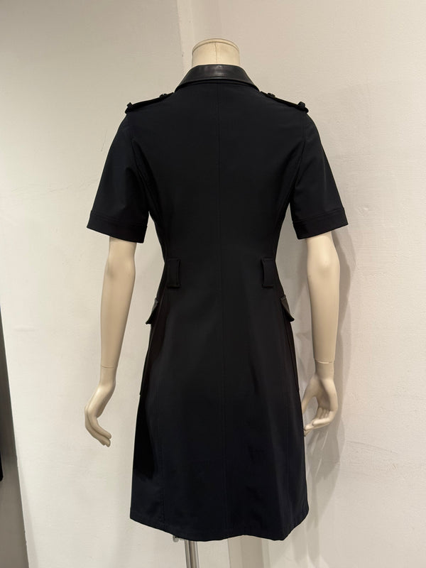 1990s Prada nylon midi dress with leather details