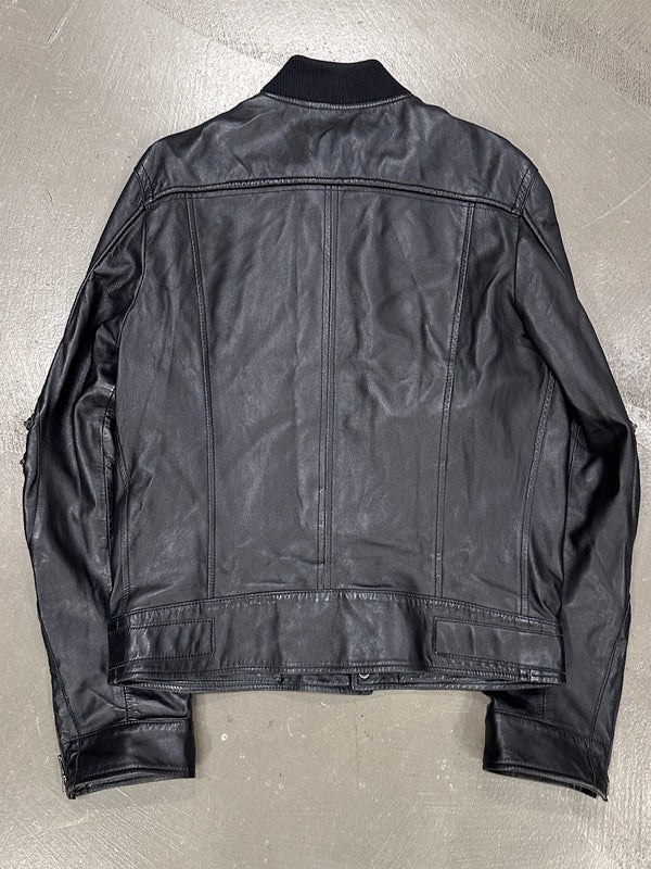 2000s Dolce & Gabbana zipper biker moto leather jacket