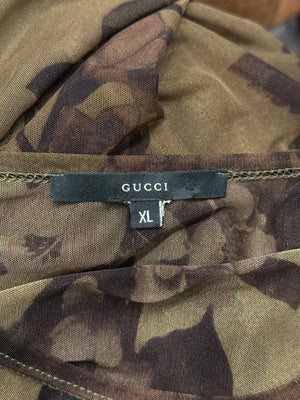 2003 Gucci by Tom Ford floral printed sheer mesh t-Shirt