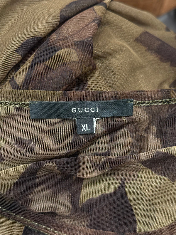 2003 Gucci by Tom Ford floral printed sheer mesh t-Shirt