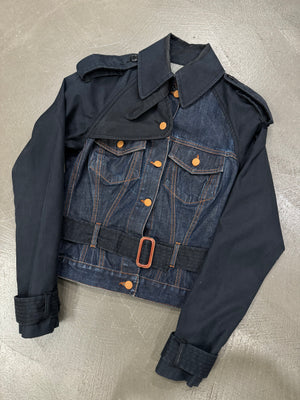 1990s Jean Paul Gaultier hybrid trench coat denim jacket Size: 42