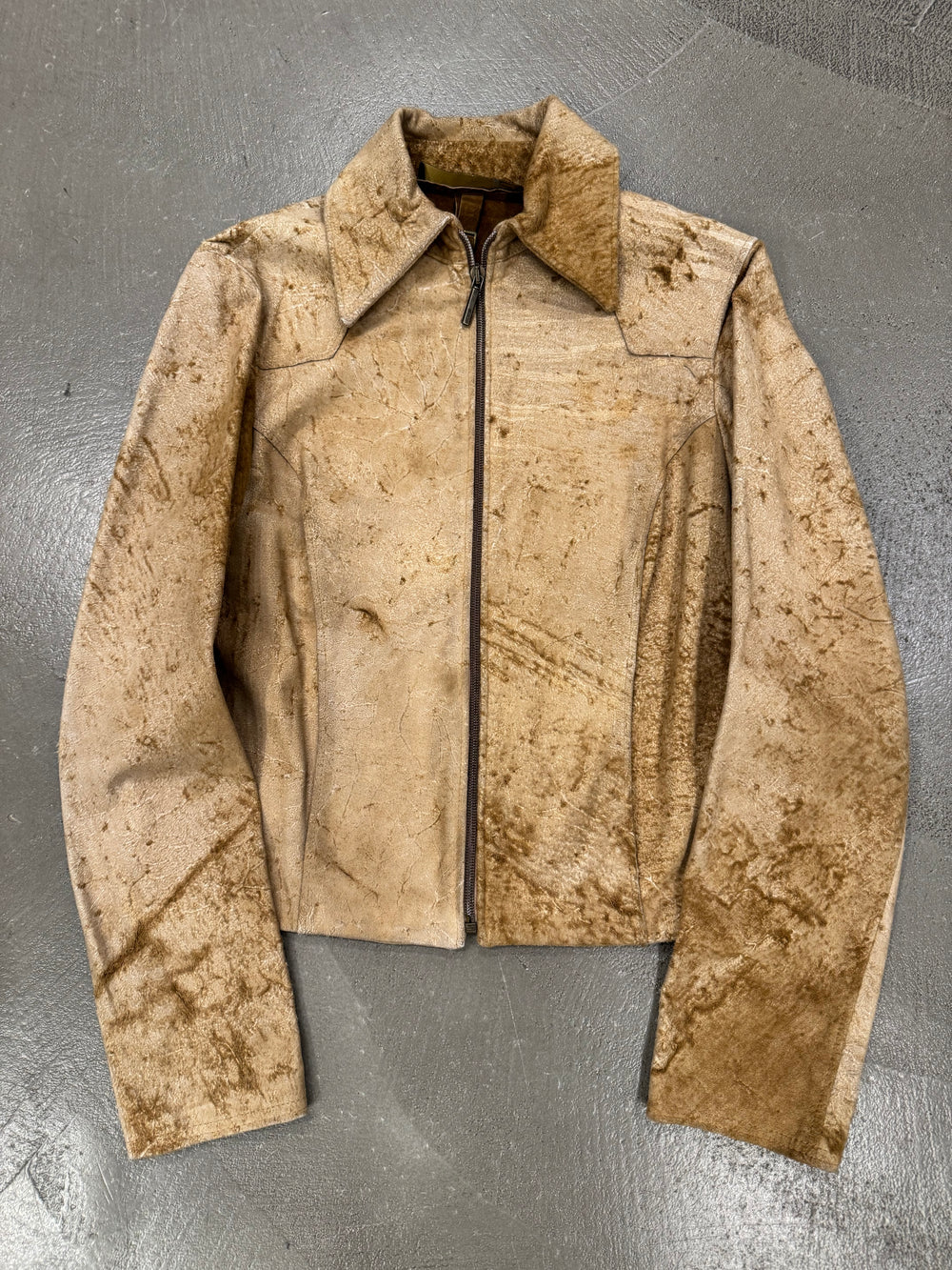 2005 Roberto Cavalli eroded distressed leather jacket