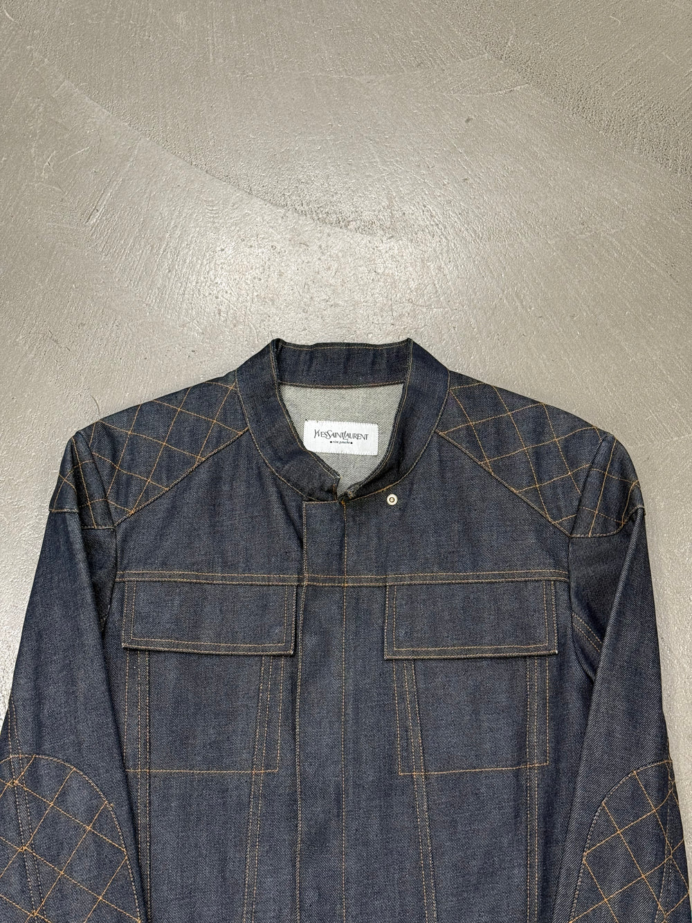 2000s Yves Saint Laurent sample denim jacket with quilted detailing