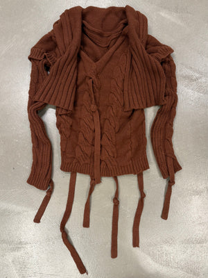 A/W2004 Vivienne Westwood deconstructed cable knit straps sweater